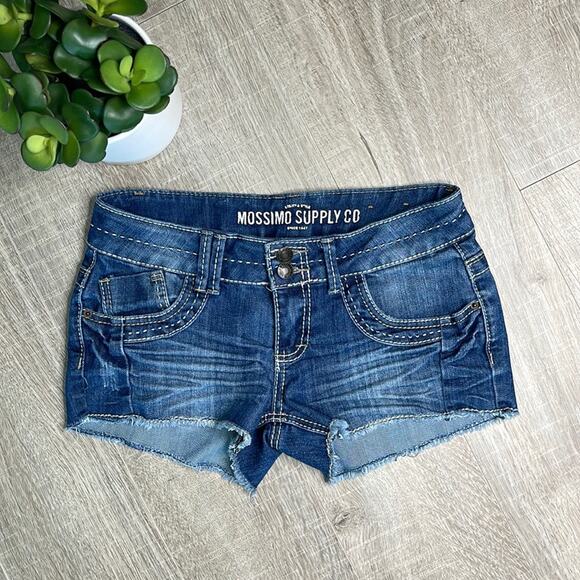 Mossimo Medium Wash Boho Embroidered Cutoff Denim Shorts Women’s/Junior Size 5 - Picture 1 of 8